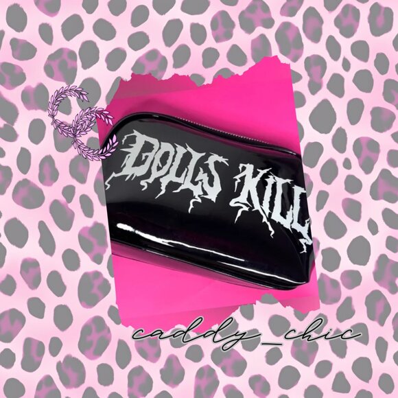 New Dolls Kill Makeup Bag - Black Patent Look - Picture 1 of 9